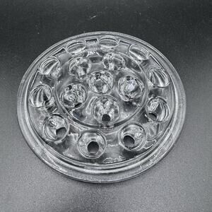 Mid-Century Vintage Clear Glass Floral Flower Arranging Frog 16 Hole 5 1/8"
